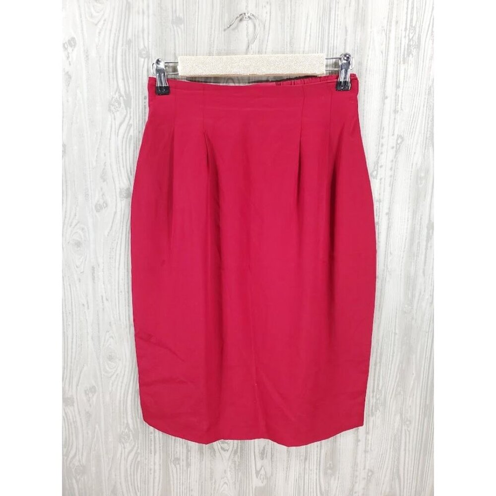 Vintage Diane Von Furstenberg Red Silk Skirt Pencil Straight Old Money Richie